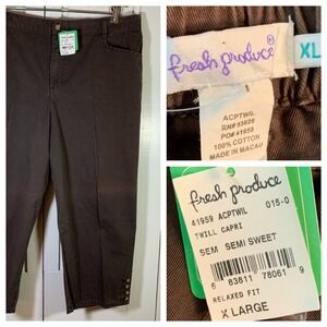 Fresh Produce Twill Capri Pants Relaxed‎ Fit Brown XL READ STAINS